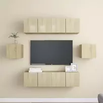 TV staliukas Televizoriaus spintelių komplektas, 6 dalių, ąžuolo, mediena