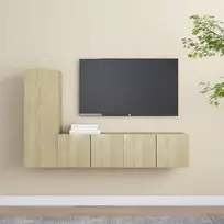 TV staliukas Televizoriaus spintelių komplektas, 3 dalių, ąžuolo, mediena