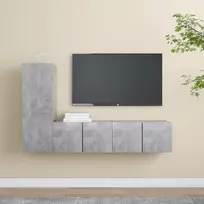 TV staliukas Televizoriaus spintelių komplektas, 3 dalių, betono, mediena