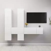 TV staliukas Televizoriaus spintelių komplektas, 7 dalių, baltas, mediena