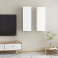 TV staliukas Televizoriaus spintelės, 2vnt., baltos, 30,5x30x90cm, mediena