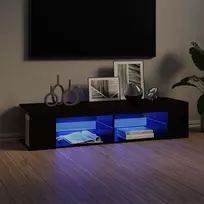 TV staliukas Televizoriaus spintelė su LED apšvietimu, juoda, 135x39x30cm