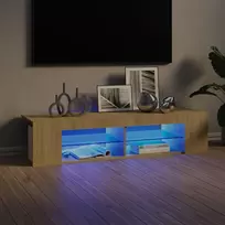TV staliukas Televizoriaus spintelė su LED apšvietimu, ąžuolo, 135x39x30cm