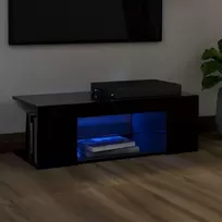 TV staliukas Televizoriaus spintelė su LED apšvietimu, juoda, 90x39x30cm
