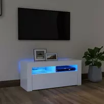 TV staliukas Televizoriaus spintelė su LED apšvietimu, balta, 90x35x40cm