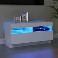TV staliukas Televizoriaus spintelė su LED apšvietimu, balta, 80x35x40cm