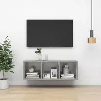 TV staliukas Prie sienos montuojama TV spintelė, betono, 37x37x107cm, MDP