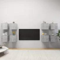 TV staliukas Sieninės televizoriaus spintelės, 8vnt., pilkos, 30,5x30x30cm