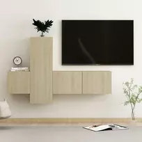 TV staliukas Televizoriaus spintelių komplektas, 3 dalių, ąžuolo, mediena