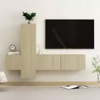 TV staliukas Televizoriaus spintelių komplektas, 3 dalių, ąžuolo, mediena