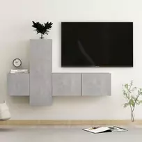 TV staliukas Televizoriaus spintelių komplektas, 3 dalių, betono, mediena
