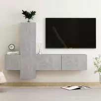 TV staliukas Televizoriaus spintelių komplektas, 3 dalių, betono, mediena