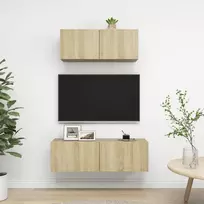 TV staliukas Televizoriaus spintelių komplektas, 2 dalių, ąžuolo, mediena