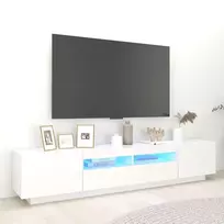 TV staliukas Televizoriaus spintelė su LED apšvietimu, balta, 200x35x40cm
