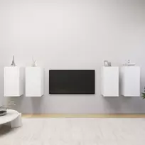 TV staliukas Televizoriaus spintelės, 4vnt., baltos, 30,5x30x60cm, mediena
