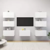 TV staliukas Televizoriaus spintelės, 7vnt., baltos, 30,5x30x60cm, mediena