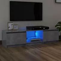 TV staliukas Televizoriaus spintelė su LED, betono pilka, 140x40x35,5cm