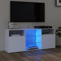 TV staliukas Televizoriaus spintelė su LED apšvietimu, balta, 120x30x50cm