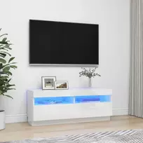 TV staliukas TV spintelė su LED apšvietimu, balta, 100x35x40cm, blizgi