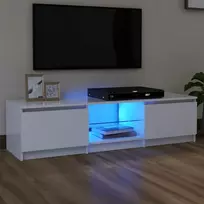 TV staliukas Televizoriaus spintelė su LED apšvietimu, balta, 140x40x35,5cm