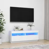 TV staliukas Televizoriaus spintelė su LED apšvietimu, balta, 100x35x40cm