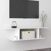 TV staliukas Sieninė televizoriaus spintelė, balta, 103x30x26,5cm