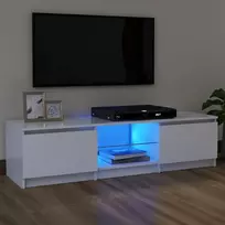 TV staliukas TV spintelė su LED apšvietimu, baltos spalvos, 120x30x35,5cm