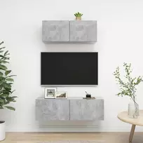 TV staliukas Televizoriaus spintelių komplektas, 2 dalių, betono, mediena