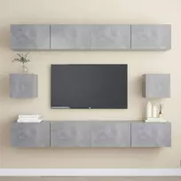 TV staliukas Televizoriaus spintelių komplektas, 6 dalių, betono, mediena