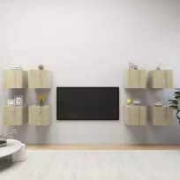 TV staliukas Sieninės televizoriaus spintelės, 8vnt., ąžuolo, 30,5x30x30cm