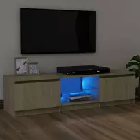 TV staliukas TV spintelė su LED apšvietimu, ąžuolo spalvos, 120x30x35,5cm