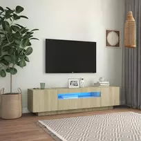 TV staliukas Televizoriaus spintelė su LED apšvietimu, ąžuolo, 160x35x40cm