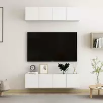 TV staliukas Televizoriaus spintelės, 4vnt., baltos, 60x30x30cm, mediena