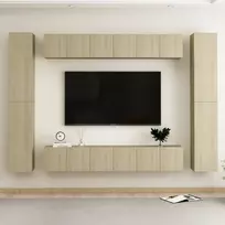 TV staliukas Televizoriaus spintelių komplektas, 10 dalių, ąžuolo, mediena