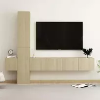 TV staliukas Televizoriaus spintelių komplektas, 5 dalių, ąžuolo, mediena