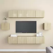 TV staliukas Televizoriaus spintelių komplektas, 6 dalių, ąžuolo, mediena