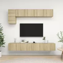 TV staliukas Televizoriaus spintelių komplektas, 5 dalių, ąžuolo, mediena