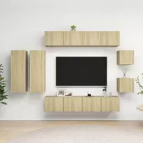 TV staliukas Televizoriaus spintelių komplektas, 8 dalių, ąžuolo, mediena