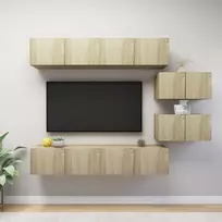 TV staliukas Televizoriaus spintelių komplektas, 6 dalių, ąžuolo, mediena