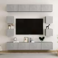 TV staliukas Televizoriaus spintelių komplektas, 8 dalių, betono pilkas, MDP