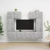 TV staliukas Televizoriaus spintelių komplektas, 6 dalių, betono pilkas, MDP