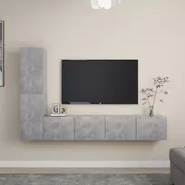 TV staliukas Televizoriaus spintelių komplektas, 4 dalių, betono pilkas, MDP