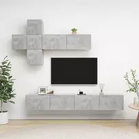 TV staliukas Televizoriaus spintelių komplektas, 7 dalių, betono pilkas, MDP