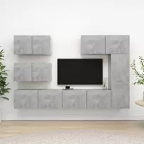 TV staliukas Televizoriaus spintelių komplektas, 6 dalių, betono, mediena