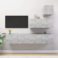 TV staliukas Televizoriaus spintelių komplektas, 4 dalių, betono, mediena