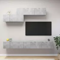 TV staliukas Televizoriaus spintelių komplektas, 6 dalių, betono, mediena