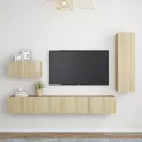 TV staliukas Televizoriaus spintelių komplektas, 4 dalių, ąžuolo, mediena