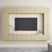 TV staliukas Televizoriaus spintelių komplektas, 8 dalių, ąžuolo, mediena