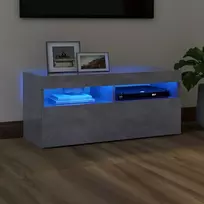 TV staliukas TV spintelė su LED apšvietimu, betono pilka, 90x35x40cm