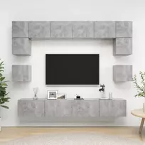 TV staliukas Televizoriaus spintelių komplektas, 8 dalių, betono, mediena